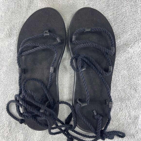 Teva Sandals Twisted Rope Wrap Around Ankle Women Size 8 Black Rare - Picture 5 of 9